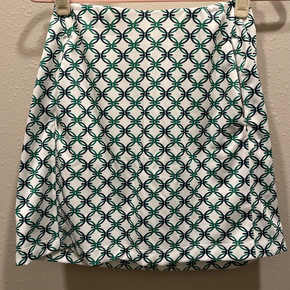 Tory Sport White and Green Patterned Mini Skort